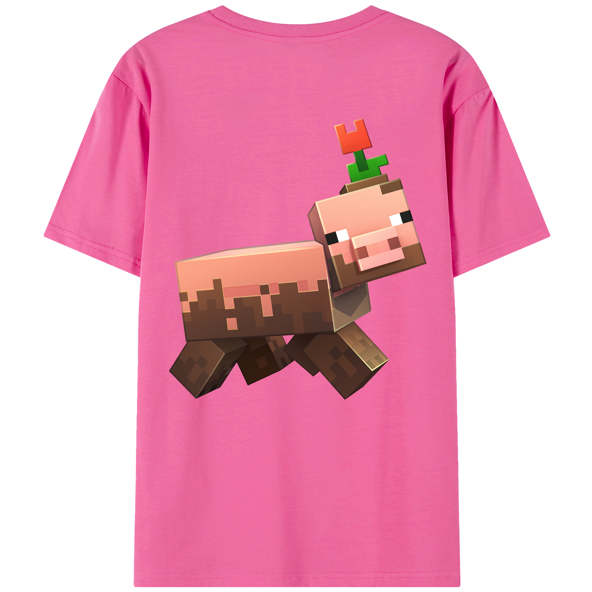 （画像用） マインクラフト ブロックの世界 Minecraft MC Block world レディース半袖Tシャツ(バックプリント)